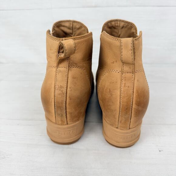 Sorel Evie Chelsea Bootie Womens 10 Pull-On Ankle Boots Tan Leather Fall Comfort - Picture 5 of 13